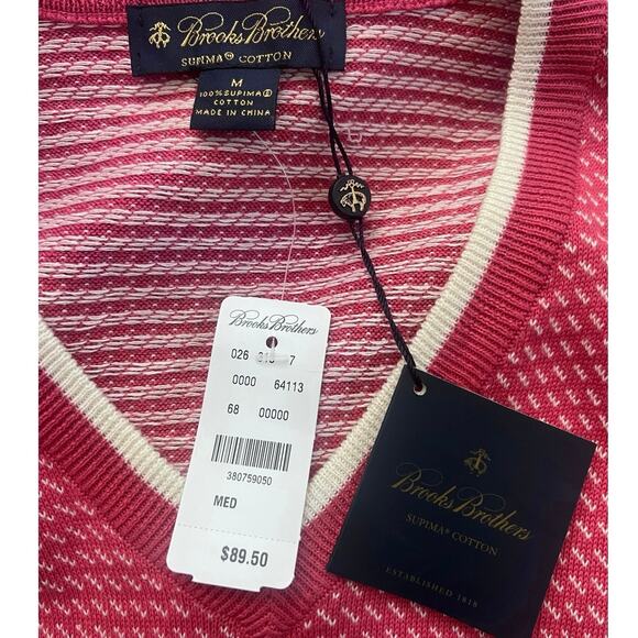 NWT Brooks Brothers Vest Men’s M 100%Supima Cotton Pullover Classic Preppy Golf - Picture 4 of 5